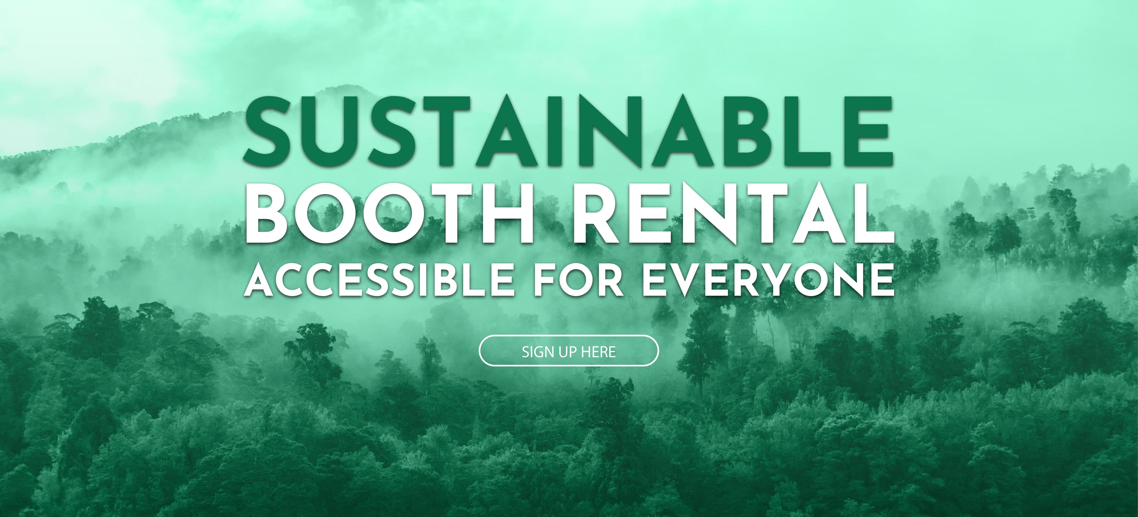 EcoBooth promotional banner, sustainable booth rental accessible for everyone.